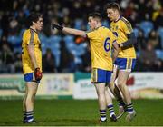 25 February 2017; Roscommon players, from left, David Murray, Sean McDermott, and Niall McInerney in conversation before the beginning of the second half during the Allianz Football League Division 1 Round 3 match between Mayo and Roscommon at Elverys MacHale Park in Castlebar, Co Mayo. Photo by Seb Daly/Sportsfile