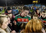 25 February 2017; Diarmuid O'Connor of Mayo with supporters following his side's victory during the Allianz Football League Division 1 Round 3 match between Mayo and Roscommon at Elverys MacHale Park in Castlebar, Co Mayo. Photo by Seb Daly/Sportsfile