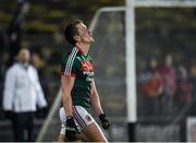 25 February 2017; Cillian O'Connor of Mayo reacts after missing a chance to score a point during the Allianz Football League Division 1 Round 3 match between Mayo and Roscommon at Elverys MacHale Park in Castlebar, Co Mayo. Photo by Seb Daly/Sportsfile