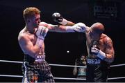 25 February 2017; Steve Collins Jnr, left, in action against Pablo Sosa during their bout in the National Stadium in Dublin. Photo by Ramsey Cardy/Sportsfile