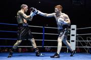 25 February 2017; Steve Collins Jnr, right, in action against Pablo Sosa during their bout in the National Stadium in Dublin. Photo by Ramsey Cardy/Sportsfile