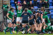 26 February 2017; Ireland players including Claire Molloy, second from left, celebrates Ireland's first try scored by Leah Lyons during the RBS Women's Six Nations Rugby Championship match between Ireland and France at Donnybrook Stadium in Donnybrook, Dublin. Photo by Sam Barnes/Sportsfile