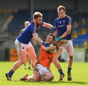 26 February 2017; Brendan Donaghy of Armagh is tackled by Padraig McCormack, left, and Barry O'Farrell of Longford during the Allianz Football League Division 3 Round 3 match between Longford and Armagh at Glennon Brothers Pearse Park in Longford. Photo by Ray McManus/Sportsfile