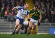 26 February 2017; Kieran Duffy of Monaghan in action against Jack Savage of Kerry during the Allianz Football League Division 1 Round 3 match between Kerry and Monaghan at Fitzgerald Stadium in Killarney, Co. Kerry. Photo by Brendan Moran/Sportsfile