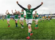 26 February 2017;  Nora Stapleton of Ireland celebrates following the RBS Women's Six Nations Rugby Championship match between Ireland and France at Donnybrook Stadium in Donnybrook, Dublin. Photo by Sam Barnes/Sportsfile