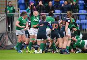 26 February 2017; Ireland players including Claire Molloy, second from left, celebrate Ireland's first try scored by Leah Lyons during the RBS Women's Six Nations Rugby Championship match between Ireland and France at Donnybrook Stadium in Donnybrook, Dublin. Photo by Sam Barnes/Sportsfile