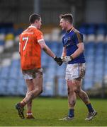 26 February 2017; Aaron McKay of Armagh and Michael Quinn of Longford shake hands after the Allianz Football League Division 3 Round 3 match between Longford and Armagh at Glennon Brothers Pearse Park in Longford. Photo by Ray McManus/Sportsfile