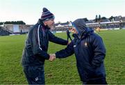 26 February 2017; Galway manager Kevin Walsh shakes hands with Clare manager Colm Collins following the Allianz Football League Division 2 Round 3 match between Galway and Clare at Pearse Stadium in Galway. Photo by Ramsey Cardy/Sportsfile
