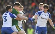 26 February 2017; Jack Barry of Kerry in action against Drew Wylie, left, and Kieran Duffy of Monaghan during the Allianz Football League Division 1 Round 3 match between Kerry and Monaghan at Fitzgerald Stadium in Killarney, Co. Kerry. Photo by Brendan Moran/Sportsfile