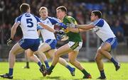 26 February 2017; Jack Barry of Kerry in action against Kieran Duffy, left, and Drew Wylie of Monaghan during the Allianz Football League Division 1 Round 3 match between Kerry and Monaghan at Fitzgerald Stadium in Killarney, Co. Kerry. Photo by Brendan Moran/Sportsfile