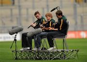30 July 2011; All-Ireland Scor na nOg Instrumental Music champions, from Edendork GAA Club, Co. Tyrone, left to right, Paul Quinn, R—nán Stewart and Ruair’ Stewart, perform during half-time. GAA Football All-Ireland Senior Championship Qualifier, Round 4, Roscommon v Tyrone, Croke Park, Dublin. Picture credit: Oliver McVeigh / SPORTSFILE