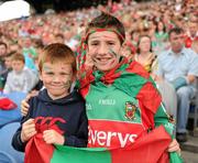 31 July 2011; Mayo supporters John, left, and Darragh McDonald, from Ballina, in the Cusack Stand for the game. GAA Football All-Ireland Senior Championship Quarter-Final, Mayo v Cork, Croke Park, Dublin. Picture credit: Ray McManus / SPORTSFILE