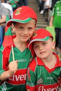 31 July 2011; Mayo supporters Michael, seven years, and Dylan Gallagher, four, from Swinford, in the Cusack Stand for the game. GAA Football All-Ireland Senior Championship Quarter-Final, Mayo v Cork, Croke Park, Dublin. Picture credit: Ray McManus / SPORTSFILE