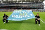31 July 2011; A 'Give Respect - Get Respect' banner before the game. GAA Football All-Ireland Senior Championship Quarter-Final, Mayo v Cork, Croke Park, Dublin. Picture credit: Ray McManus / SPORTSFILE