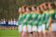 26 February 2017; The Monaghan and Kerry teams stand together during the playing of the national anthem before the Lidl Ladies Football National League Round 4 match between Kerry and Monaghan at Frank Sheehy Park in Listowel Co. Kerry. Photo by Diarmuid Greene/Sportsfile
