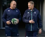 27 February 2017; Ireland captain Rory Best, left, and head coach Joe Schmidt during squad training at the Aviva Stadium in Dublin. Photo by Seb Daly/Sportsfile