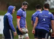27 February 2017; Munster scrum coach Jerry Flannery, left, with Dave O'Callaghan, centre, Kevin O'Byrne, second right, and Rhys Marshall, right, during squad training at the University of Limerick in Limerick. Photo by Diarmuid Greene/Sportsfile