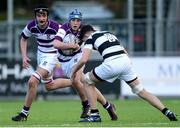 27 February 2017; Calum Dowling of Clongowes Wood College is tackled by Hugo McPeake of Belvedere College during the Bank of Ireland Leinster Schools Junior Cup second round match between Belvedere College and Clongowes Wood College at Donnybrook Stadium in Donnybrook, Dublin. Photo by Piaras Ó Mídheach/Sportsfile