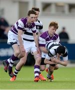 27 February 2017; Eimhin O’Neill of Belvedere College is tackled by Barry Dooley of Clongowes Wood College during the Bank of Ireland Leinster Schools Junior Cup second round match between Belvedere College and Clongowes Wood College at Donnybrook Stadium in Donnybrook, Dublin. Photo by Piaras Ó Mídheach/Sportsfile