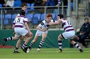 27 February 2017; Harry Murray of Belvedere College in action against Jack Kearney and Christopher Martin, right, of Clongowes Wood College during the Bank of Ireland Leinster Schools Junior Cup second round match between Belvedere College and Clongowes Wood College at Donnybrook Stadium in Donnybrook, Dublin. Photo by Piaras Ó Mídheach/Sportsfile