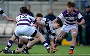27 February 2017; Hugo McPeake of Belvedere College is tackled by Christopher Martin, 12, of Clongowes Wood College during the Bank of Ireland Leinster Schools Junior Cup second round match between Belvedere College and Clongowes Wood College at Donnybrook Stadium in Donnybrook, Dublin. Photo by Piaras Ó Mídheach/Sportsfile