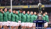 25 February 2017; The Ireland team stand behind the Six Nations trophy prior to the RBS Six Nations Rugby Championship game between Ireland and France at the Aviva Stadium in Lansdowne Road, Dublin. Photo by Brendan Moran/Sportsfile