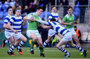 28 February 2017; Luke Hammond of Gonzaga College is tackled by Sam Small of Blackrock College during the Bank of Ireland Leinster Schools Junior Cup second round match between Blackrock College and Gonzaga College at Donnybrook Stadium in Dublin. Photo by Ramsey Cardy/Sportsfile