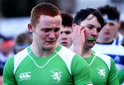 28 February 2017; Arthur Henry of Gonzaga College following his side's defeat in the Bank of Ireland Leinster Schools Junior Cup second round match between Blackrock College and Gonzaga College at Donnybrook Stadium in Dublin. Photo by Ramsey Cardy/Sportsfile