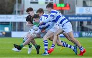 28 February 2017; Canann Dalton Ryan of Gonzaga College under pressure from Shane Murray, Sam Small and Seb Lowe of Blackrock College during the Bank of Ireland Leinster Schools Junior Cup second round match between Blackrock College and Gonzaga College at Donnybrook Stadium in Dublin. Photo by Ramsey Cardy/Sportsfile