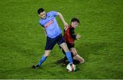 28 February 2017; Gary O'Neill of UCD in action against Darragh Lucey of UCC during the CUFL Final match between UCD and UCC at Home Farm in Dublin. Photo by Eóin Noonan/Sportsfile