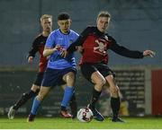 28 February 2017; Yousef Madhy of UCD in action against Sean O'Mahony of UCC during the CUFL Final match between UCD and UCC at Home Farm in Dublin. Photo by Eóin Noonan/Sportsfile