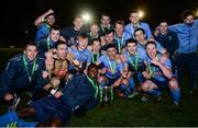 28 February 2017; The UCD players celebrate with the cup after the CUFL Final match between UCD and UCC at Home Farm in Dublin. Photo by Eóin Noonan/Sportsfile