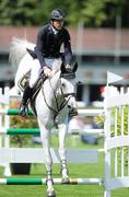 3 August 2011; Conor Swail, Ireland, competing on Coulthard 2, jumps the second last, during the Speed Stakes. Dublin Horse Show 2011, RDS, Ballsbridge, Dublin. Picture credit: Matt Browne / SPORTSFILE