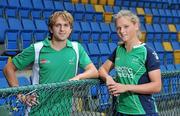 3 August 2011; Ireland’s Men and Women’s squads were today announced for the EuroHockey Nations Championships taking place in Monchengladbach, Germany, from 20th – 28th August. Both Paul Revington, men, and Gene Muller, women, revealed their squads for what will be their biggest tournaments this summer, and Ireland’s first opportunity to qualify for the London 2012 Olympics. Both sides have had exceptionally busy and successful summers. The men most recently added a trophy to their cabinet when they took gold at the recent INSEP tournament in Paris ahead of Australia, Korea and Argentina. Ireland women have also had an intense summer as they continue to train centrally while they also produced some great results at the Electric Ireland FIH Champions Challenge I tournament where they finished above their ranking. At the announcement are Mitch Darling and Alex Speers. UCD, Belfield, Dublin. Picture credit: Brendan Moran / SPORTSFILE