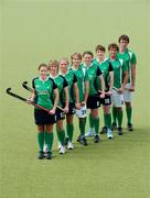 3 August 2011; Ireland’s Men and Women’s squads were today announced for the EuroHockey Nations Championships taking place in Monchengladbach, Germany, from 20th – 28th August. Both Paul Revington, men, and Gene Muller, women, revealed their squads for what will be their biggest tournaments this summer, and Ireland’s first opportunity to qualify for the London 2012 Olympics. Both sides have had exceptionally busy and successful summers. The men most recently added a trophy to their cabinet when they took gold at the recent INSEP tournament in Paris ahead of Australia, Korea and Argentina. Ireland women have also had an intense summer as they continue to train centrally while they also produced some great results at the Electric Ireland FIH Champions Challenge I tournament where they finished above their ranking. At the announcement, are, from left, Cliodhna Sargent, Nikki Symmons, Chloe Watkins, Mitch Darling, Alex Speers, Sinead McCarthy, Ronan Gormley and David Fitzgerald. UCD, Belfield, Dublin. Picture credit: Brendan Moran / SPORTSFILE