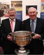 1 March 2017; In attendance at the launch of ‘New Ireland presents Heffo’s Army’, a new exhibition in the Little Museum of Dublin is Kerry GAA legend Eóin ‘The Bomber’ Liston, left, and Dublin GAA legend Sean Doherty. The former players discussed their memories of the ‘Heffo’ era at the special launch event in front of attendees including GAA Director General, Páraic Duffy and the Lord Mayor of Dublin Brendan Carr at The Little Museum of Dublin in Dublin. Photo by Stephen McCarthy/Sportsfile