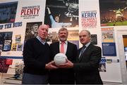 1 March 2017; In attendance at the launch of ‘New Ireland presents Heffo’s Army’, a new exhibition in the Little Museum of Dublin are Dublin GAA legends Brian Mullins, left, Tony Hanahoe, right, and Kerry GAA legend Eóin ‘The Bomber’ Liston. The former players discussed their memories of the ‘Heffo’ era at the special launch event in front of attendees including GAA Director General, Páraic Duffy and the Lord Mayor of Dublin Brendan Carr at The Little Museum of Dublin in Dublin. Photo by Stephen McCarthy/Sportsfile