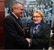 1 March 2017; In attendance at the launch of ‘New Ireland presents Heffo’s Army’, a new exhibition in the Little Museum of Dublin Lord Mayor of Dublin Brendan Carr with Mary Heffernan, wife of the late Kevin Heffernan. The former players discussed their memories of the ‘Heffo’ era at the special launch event in front of attendees including GAA Director General, Páraic Duffy and the Lord Mayor of Dublin Brendan Carr at The Little Museum of Dublin in Dublin. Photo by Stephen McCarthy/Sportsfile