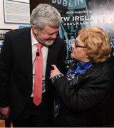 1 March 2017; In attendance at the launch of ‘New Ireland presents Heffo’s Army’, a new exhibition in the Little Museum of Dublin is Kerry GAA legend Eóin ‘The Bomber’ Liston with Mary Heffernan, wife of the late Kevin Heffernan. The former players discussed their memories of the ‘Heffo’ era at the special launch event in front of attendees including GAA Director General, Páraic Duffy and the Lord Mayor of Dublin Brendan Carr at The Little Museum of Dublin in Dublin. Photo by Stephen McCarthy/Sportsfile