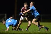 1 March 2017; Shane Clavin of Westmeath in action against Glen O'Reilly of Dublin, supported by team-mate Seán McMahon, left, during the EirGrid Leinster GAA Football Under 21 Championship Quarter-Final match between Westmeath and Dublin at Lakepoint in Mullingar, Co Westmeath. Photo by Piaras Ó Mídheach/Sportsfile