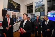 1 March 2017; In attendance at the launch of ‘New Ireland presents Heffo’s Army’, a new exhibition in the Little Museum of Dublin is MC Darren Frehill of RTÉ. The former players discussed their memories of the ‘Heffo’ era at the special launch event in front of attendees including GAA Director General, Páraic Duffy and the Lord Mayor of Dublin Brendan Carr at The Little Museum of Dublin in Dublin. Photo by Stephen McCarthy/Sportsfile