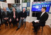 1 March 2017; In attendance at the launch of ‘New Ireland presents Heffo’s Army’, a new exhibition in the Little Museum of Dublin are Dublin GAA legends Brian Mullins, Tony Hanahoe and Kerry GAA legend Eóin ‘The Bomber’ Liston with MC Darren Frehill of RTÉ. The former players discussed their memories of the ‘Heffo’ era at the special launch event in front of attendees including GAA Director General, Páraic Duffy and the Lord Mayor of Dublin Brendan Carr at The Little Museum of Dublin in Dublin. Photo by Stephen McCarthy/Sportsfile