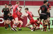 2 March 2017; Jack O'Mahony of Glenstal Abbey celebrates after scoring his side's first try during the Clayton Hotels Munster Schools Senior Cup Semi-Final between Ardscoil Rís and Glenstal Abbey at Thomond Park in Limerick. Photo by Diarmuid Greene/Sportsfile