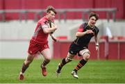2 March 2017; Luke Fitzgerald of Glenstal Abbey is tackled by Sean Hanley of Ardscoil Rís during the Clayton Hotels Munster Schools Senior Cup Semi-Final between Ardscoil Rís and Glenstal Abbey at Thomond Park in Limerick. Photo by Diarmuid Greene/Sportsfile