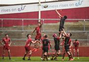 2 March 2017; Roy Whelan of Ardscoil Rís wins possession in a lineout ahead of Mark Fleming of Glenstal Abbey during the Clayton Hotels Munster Schools Senior Cup Semi-Final between Ardscoil Rís and Glenstal Abbey at Thomond Park in Limerick. Photo by Diarmuid Greene/Sportsfile