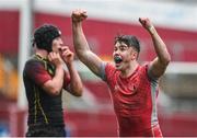 2 March 2017; Jack O'Mahony of Glenstal Abbey celebrates at the final whistle after the Clayton Hotels Munster Schools Senior Cup Semi-Final between Ardscoil Rís and Glenstal Abbey at Thomond Park in Limerick. Photo by Diarmuid Greene/Sportsfile