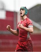 2 March 2017; Conor Booth of Glenstal Abbey gestures towards supporters during the Clayton Hotels Munster Schools Senior Cup Semi-Final between Ardscoil Rís and Glenstal Abbey at Thomond Park in Limerick. Photo by Diarmuid Greene/Sportsfile