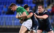 24 February 2017; Joey Conway of Ireland is tackled by Romain N'Tamack, left, and Thomas Laclayat of France during the RBS U20 Six Nations Rugby Championship match between Ireland and France at Donnybrook Stadium in Dublin. Photo by Ramsey Cardy/Sportsfile