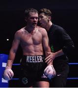 25 February 2017; Luke Keeler and trainer Paschal Collins in the National Stadium in Dublin. Photo by Ramsey Cardy/Sportsfile