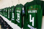 3 March 2017; A general view of Cork City jerseys, including the jersey assigned to John Dunleavy, hanging in the dressing room ahead of the SSE Airtricity League Premier Division match between Cork City and Galway United at Turner's Cross in Cork. Photo by Eóin Noonan/Sportsfile